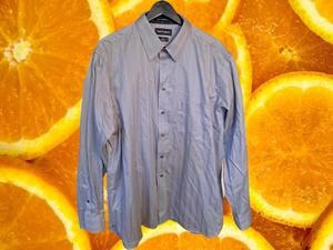 Paul Frederick CLassic Fit‎ Gray Striped Button Up Shirt Size XL